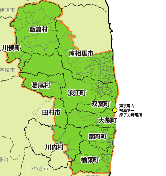 地図：除染特別地域（国直轄除染）