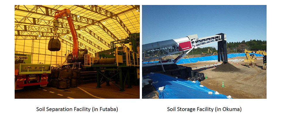 Photo of Soil Separation Facility (in Futaba) and Soil Storage Facility (in Okuma)