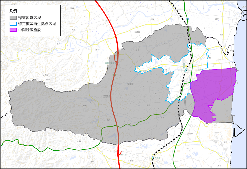 双葉町特定復興再生拠点区域マップ