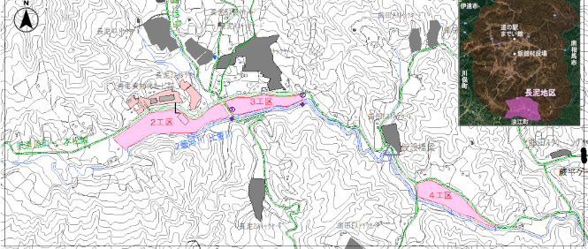 画像：放流先河川の放射能濃度2・3工区 測定地点